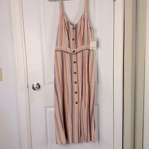 Button down dress size XL a.n.a brand NWT pink coral and plum stripes.